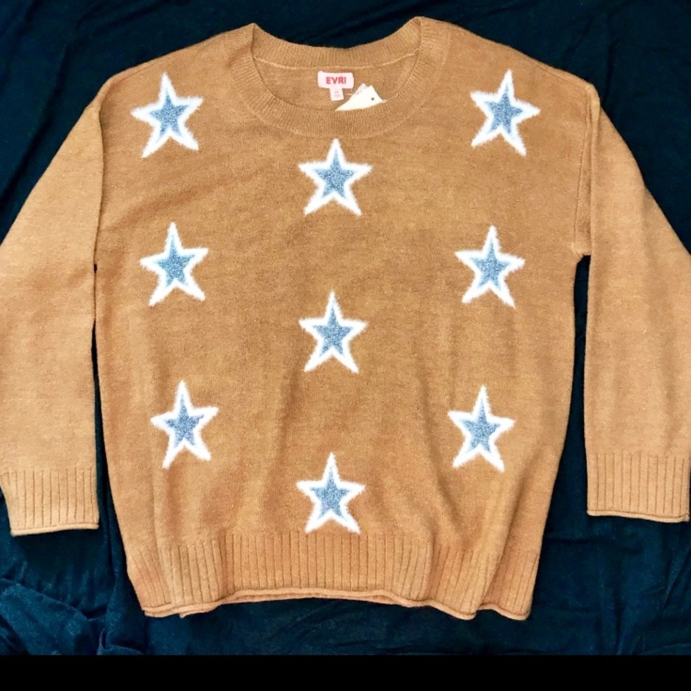 NWT PlusSize 2X longSleeve pullover,w/stars accent